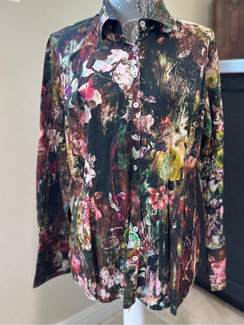 Georg Roth Los Angeles Floral Button-Up Cowgirl Horseshow Shirt XL